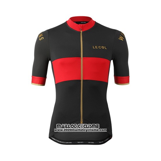 2019 Maillot Ciclismo Lecol Noir Rouge Manches Courtes et Cuissard